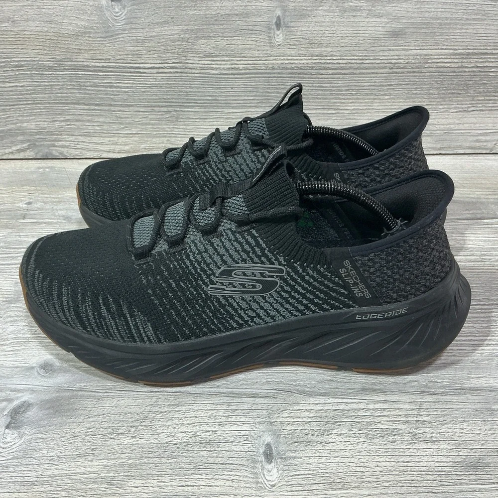 Skechers Slip-ins Edgeride Mens 10 Extra Wide Black Grey Sneakers 232932WW BBK